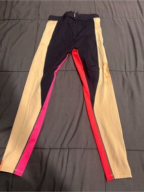 P.E Nation Colorblock Leggings in Black, Beige, Pink & Red
